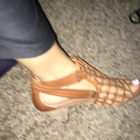 BELLE SIGERSON MORRISON EUC REAL LEATHER WEAVE PEEP TOE SHOES 8.5 - Picture 4 of 14